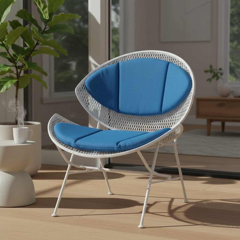 Salterini Radar Chair Seat and Back Cushions Blue Original MCM Vintage